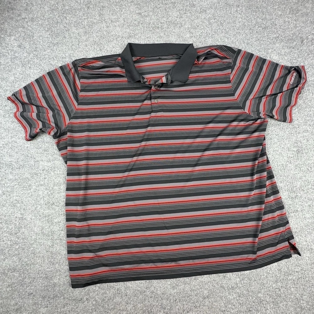 Reebok Polo Shirt Mens Big 6XL Black Red Striped Golf Performance Jersey Casual